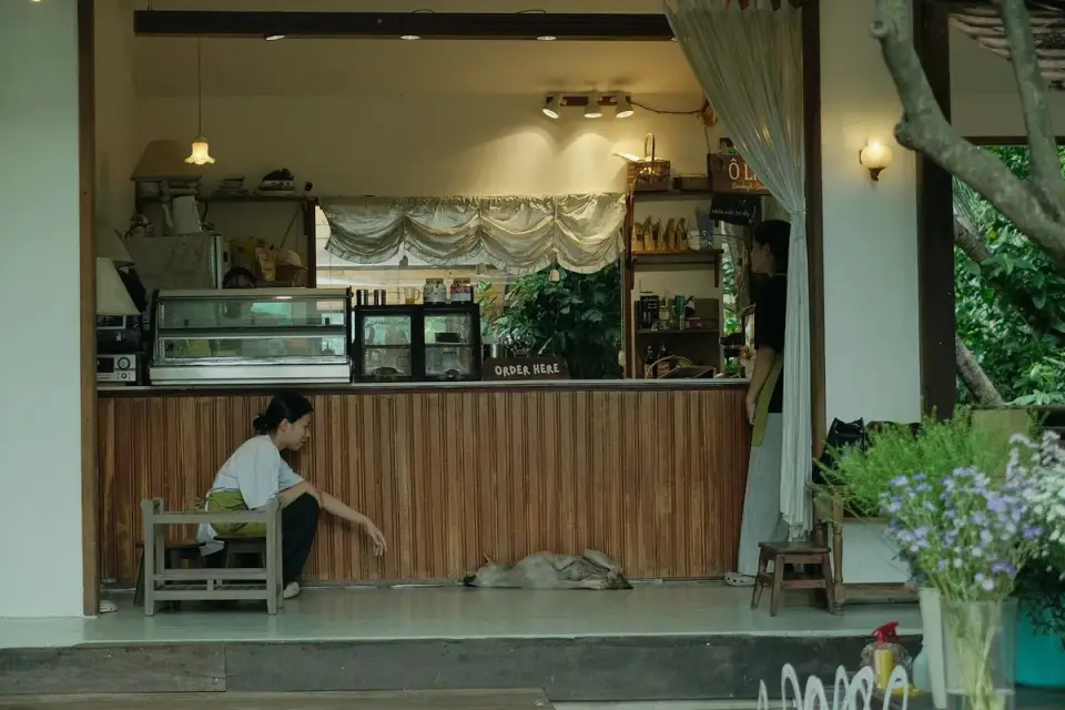 Owner reading a dog supplement label at a kitchen counter